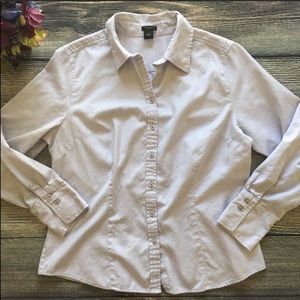 Ann Taylor light grey buttondown blouse Sz 18